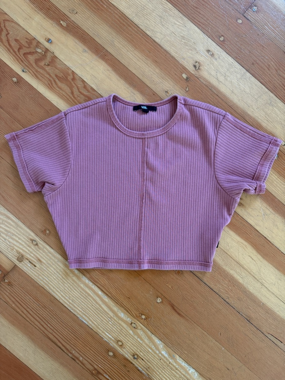 Vans Short Sleeve Stretch Knit Ribbed Crop‎ Top Small